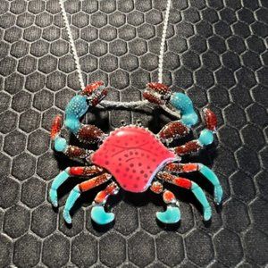 COPY - Crab Necklace Red and Aqua Made of .925 Silver